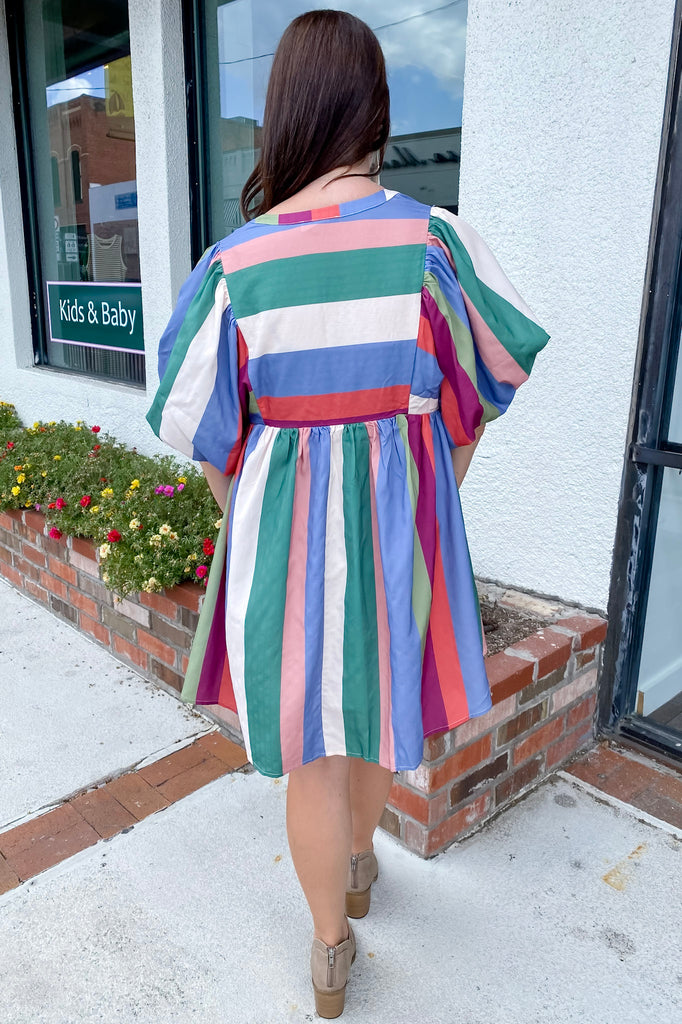 Center Of The Ring Denim Plum Multi Colored Dress - Lyla's: Clothing, Decor & More - Plano Boutique