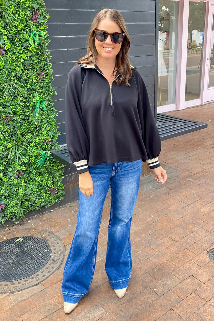 Put It On Contrast Black Sweater - Lyla's: Clothing, Decor & More - Plano Boutique