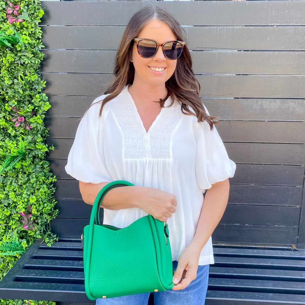 Jen & Co Ruby 3 Compartment Satchel with Dual Handles - Emerald - Lyla's: Clothing, Decor & More - Plano Boutique