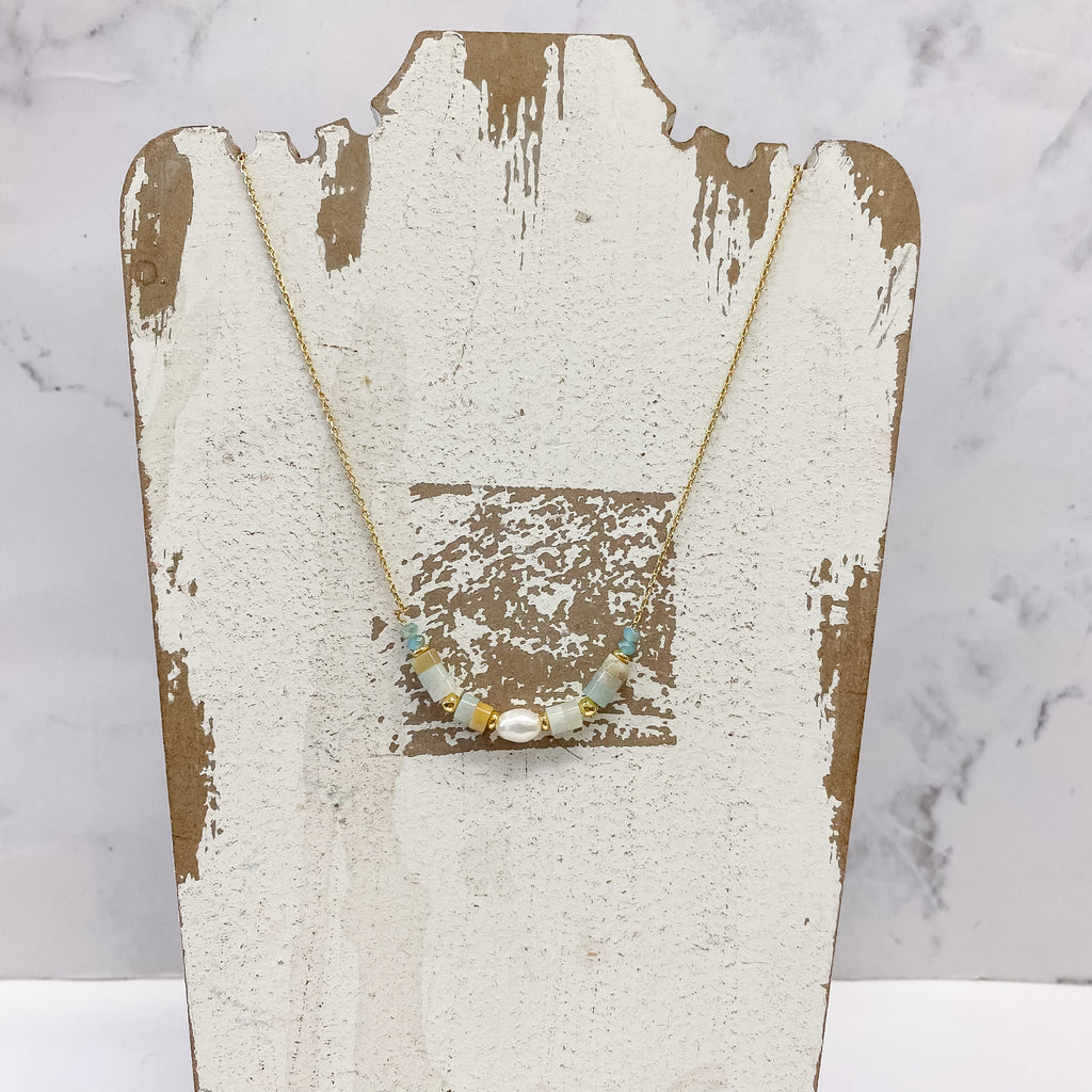 Mint Sweet and Delicate Pearl and Stone Necklace - Lyla's: Clothing, Decor & More - Plano Boutique