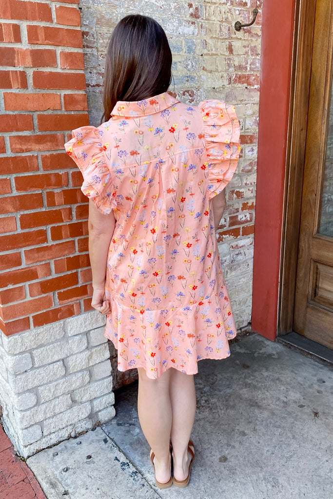 Sending Well Wishes Peach Floral Print Dress - Lyla's: Clothing, Decor & More - Plano Boutique
