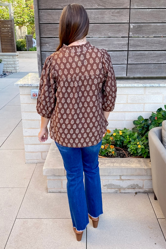 Are You Sure Printed Brown Top - Lyla's: Clothing, Decor & More - Plano Boutique