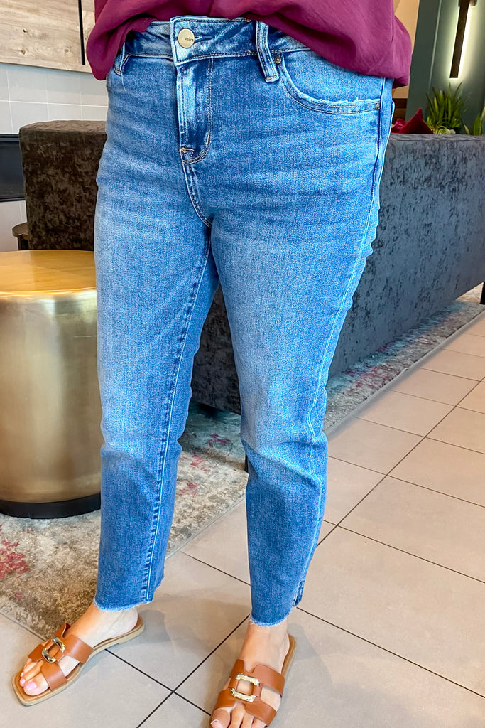 Marine Blue Freestyle Mid Rise Crop Denim by Mica - Lyla's: Clothing, Decor & More - Plano Boutique