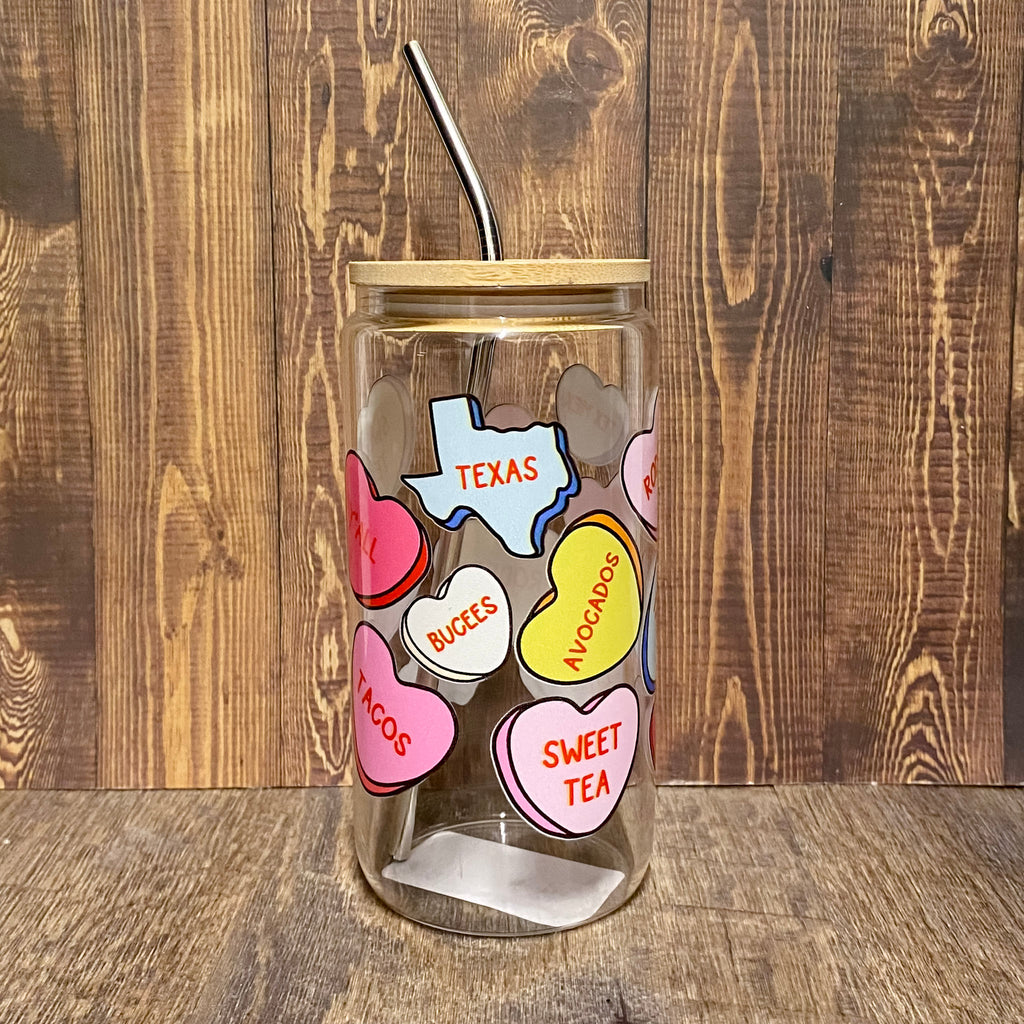 Western Conversation Heart Glass Can by Callie Danielle - Lyla's: Clothing, Decor & More - Plano Boutique