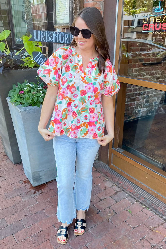 Picnic in the Park Floral Print Top - Lyla's: Clothing, Decor & More - Plano Boutique