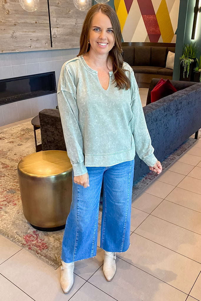 Around the Town Moss Top - Lyla's: Clothing, Decor & More - Plano Boutique