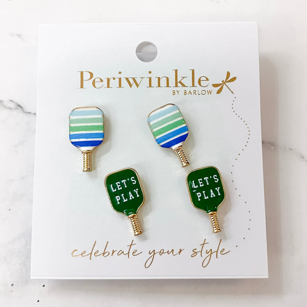 Green Pickleball Paddles Duo Earrings - Lyla's: Clothing, Decor & More - Plano Boutique