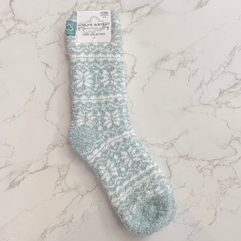 Fair Isle Green Cozy Ladies Socks - Lyla's: Clothing, Decor & More - Plano Boutique