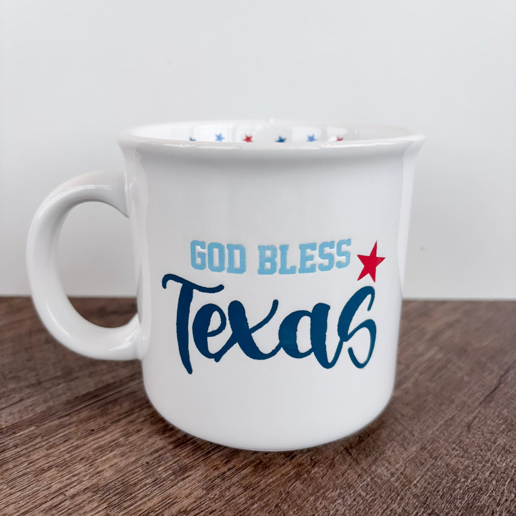 God Bless Texas Coffee Mug - Lyla's: Clothing, Decor & More - Plano Boutique