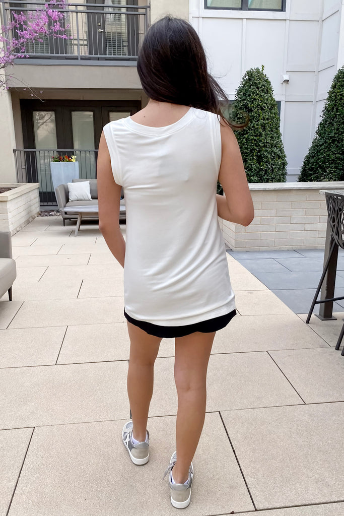 Athleisure Oversized V-Neck Tunic White Top - Lyla's: Clothing, Decor & More - Plano Boutique