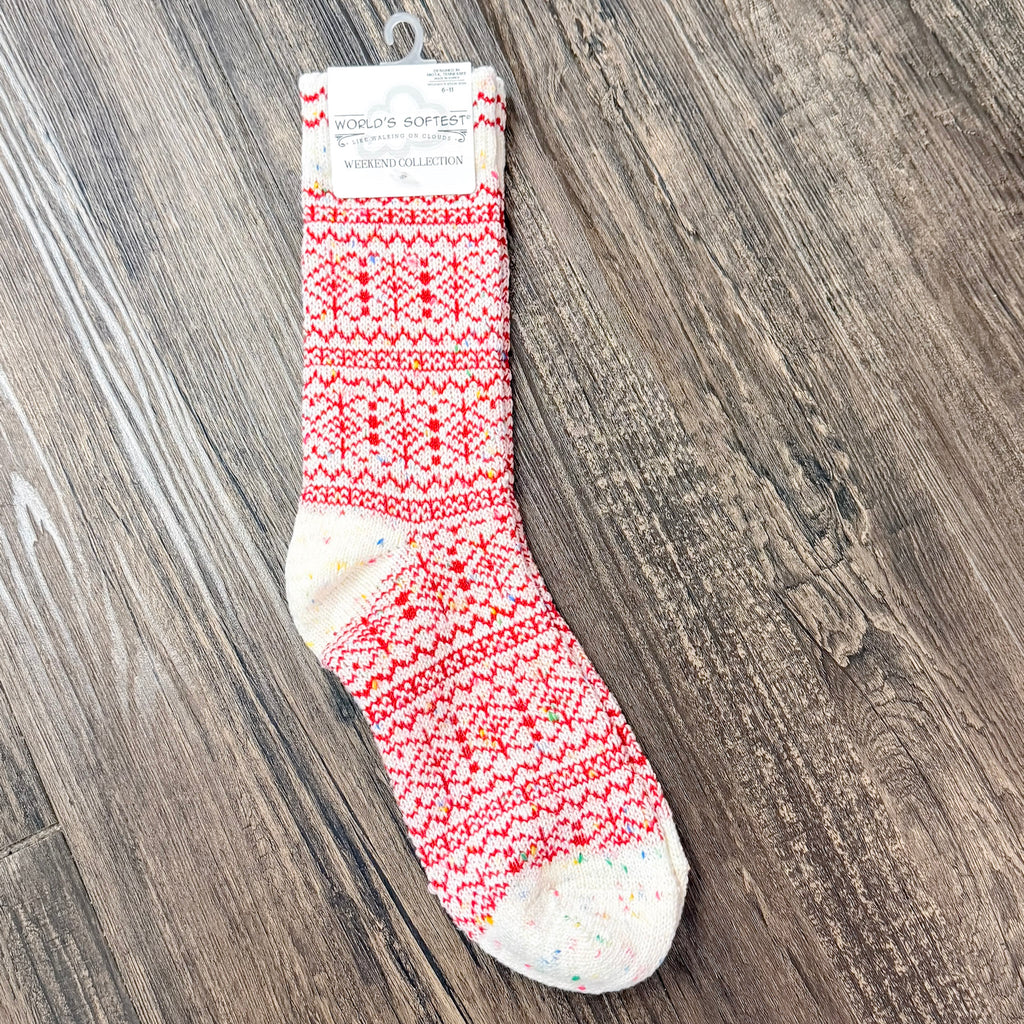 Peppermint Confetti Cozy Ladies Socks - Lyla's: Clothing, Decor & More - Plano Boutique