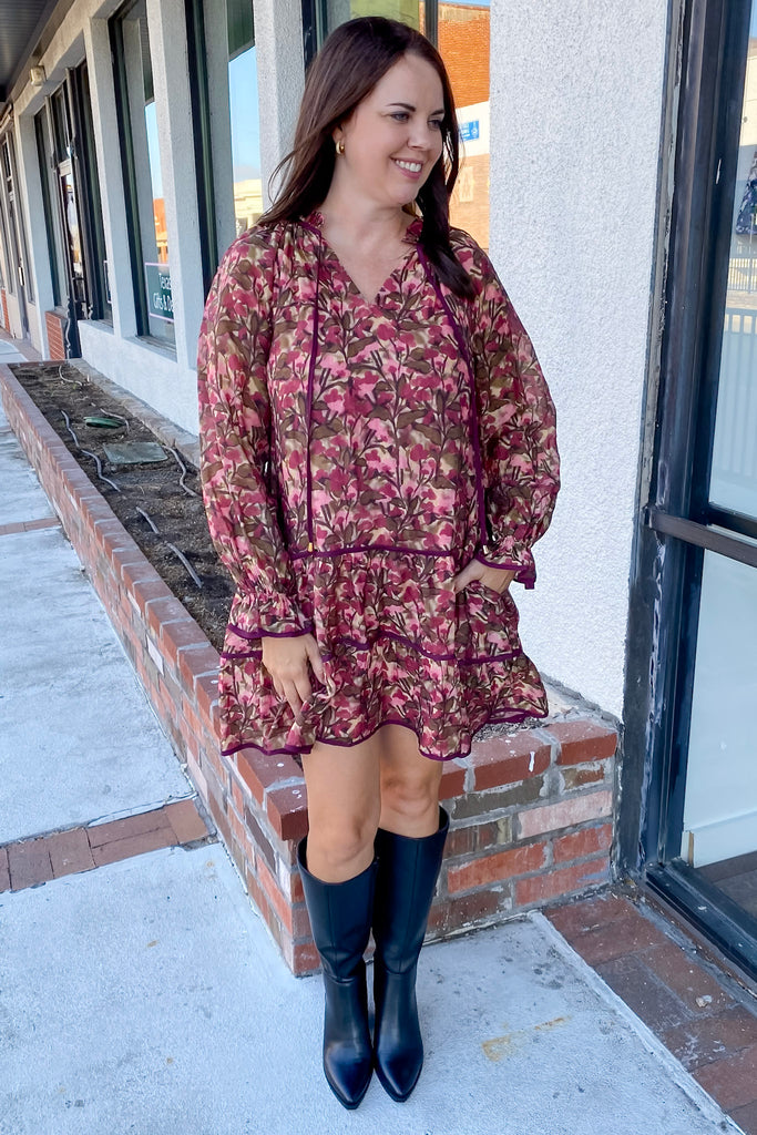 Pop on In Floral Print Raspberry Dress - Lyla's: Clothing, Decor & More - Plano Boutique