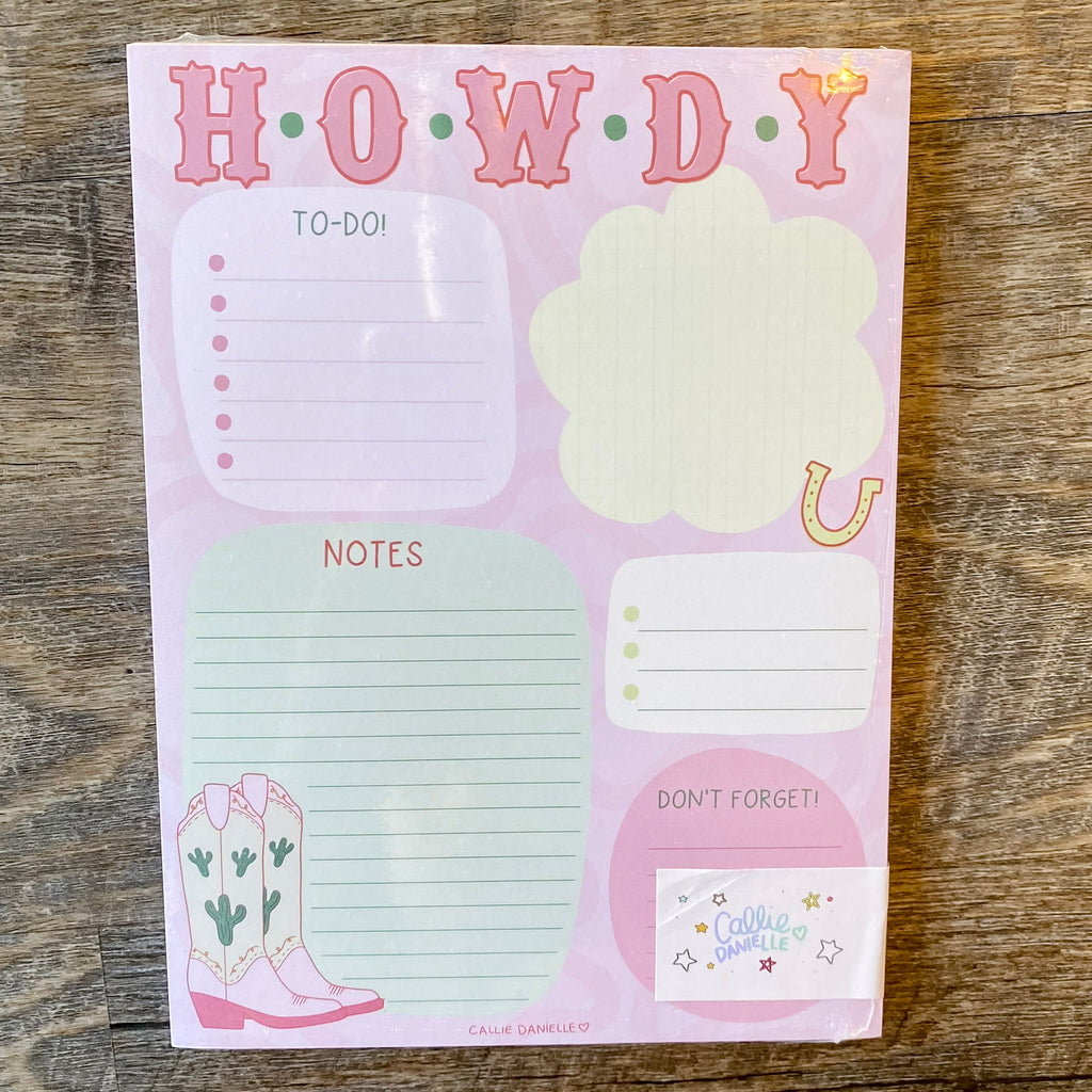 Howdy Cowgirl Boots Western Daily Notepad - Lyla's: Clothing, Decor & More - Plano Boutique