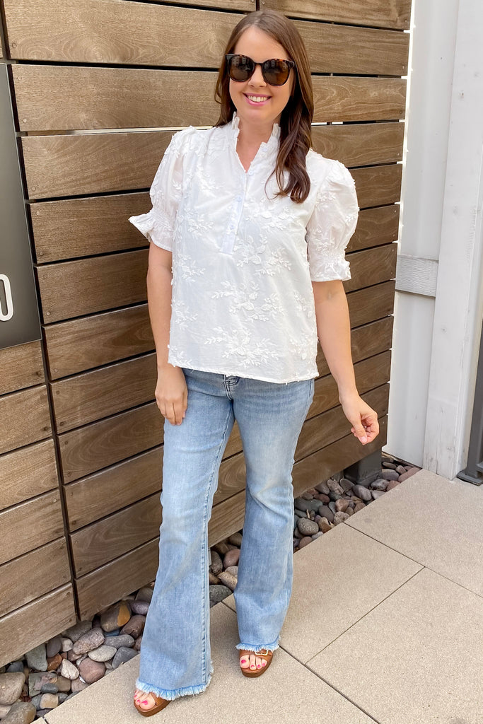 Next Time Floral Detail Off White Top - Lyla's: Clothing, Decor & More - Plano Boutique