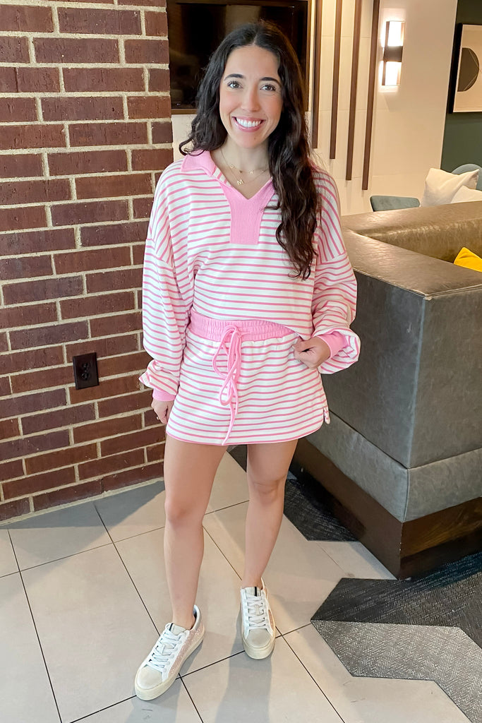 Sweet On You Pink Striped Skort - Lyla's: Clothing, Decor & More - Plano Boutique