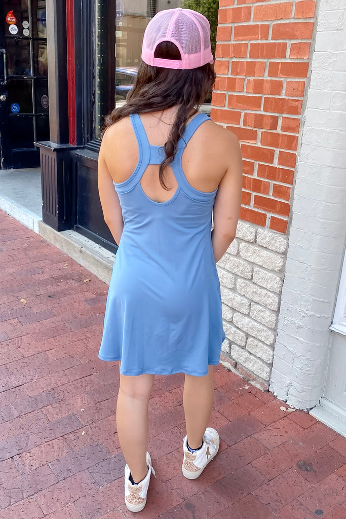 Athleisure Dusty Blue Active Romper - Lyla's: Clothing, Decor & More - Plano Boutique