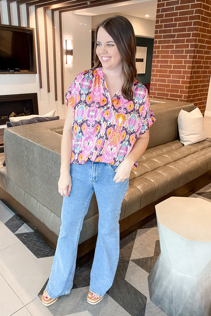 Style It Up Orchid Print Top - Lyla's: Clothing, Decor & More - Plano Boutique