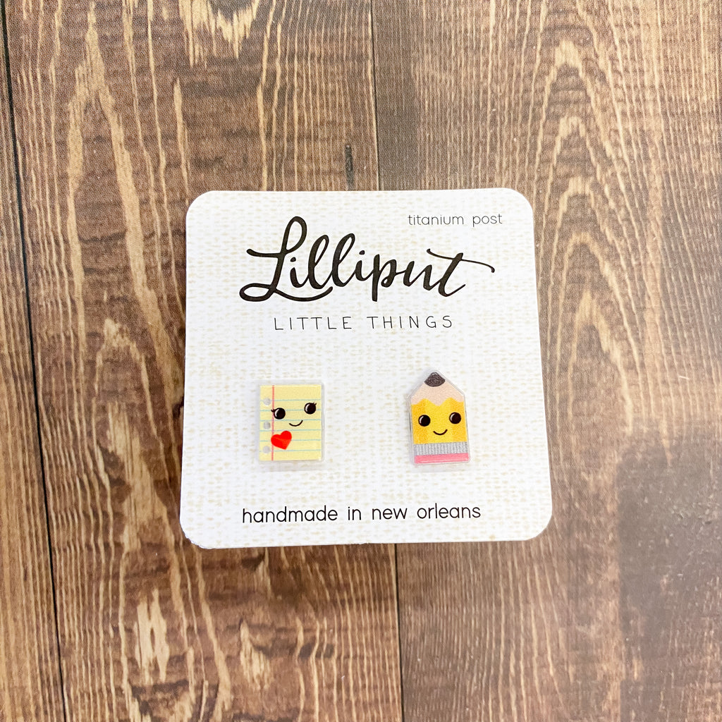 Paper and Pencil Earrings by Lilliput Little Things - Lyla's: Clothing, Decor & More - Plano Boutique