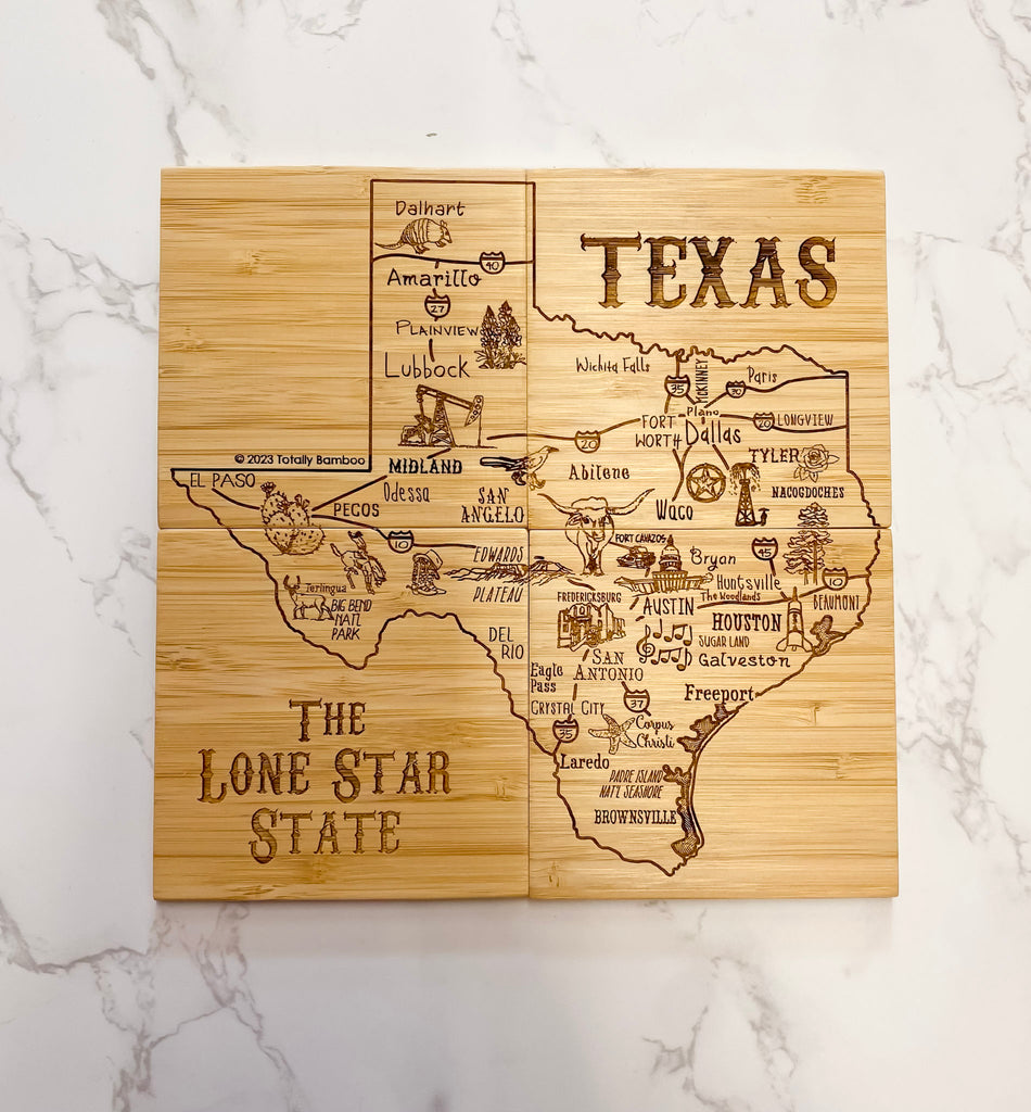 Texas Coaster Puzzle Set of 4 with Case - Lyla's: Clothing, Decor & More - Plano Boutique