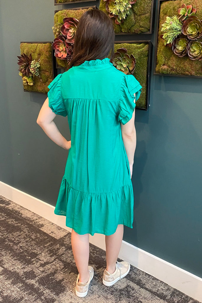 Meet Me in the Middle Ruffle Green Dress - Lyla's: Clothing, Decor & More - Plano Boutique