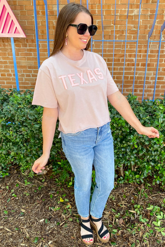Texas Stitch Cropped Rose Top - Lyla's: Clothing, Decor & More - Plano Boutique