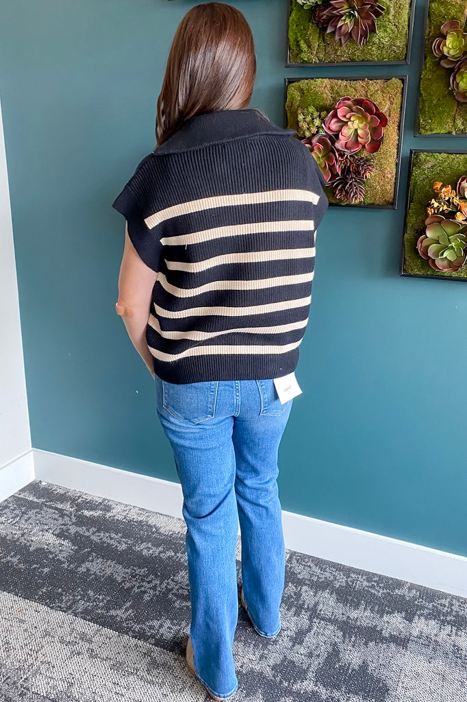 Layers Of Life Striped Vest Black - Lyla's: Clothing, Decor & More - Plano Boutique