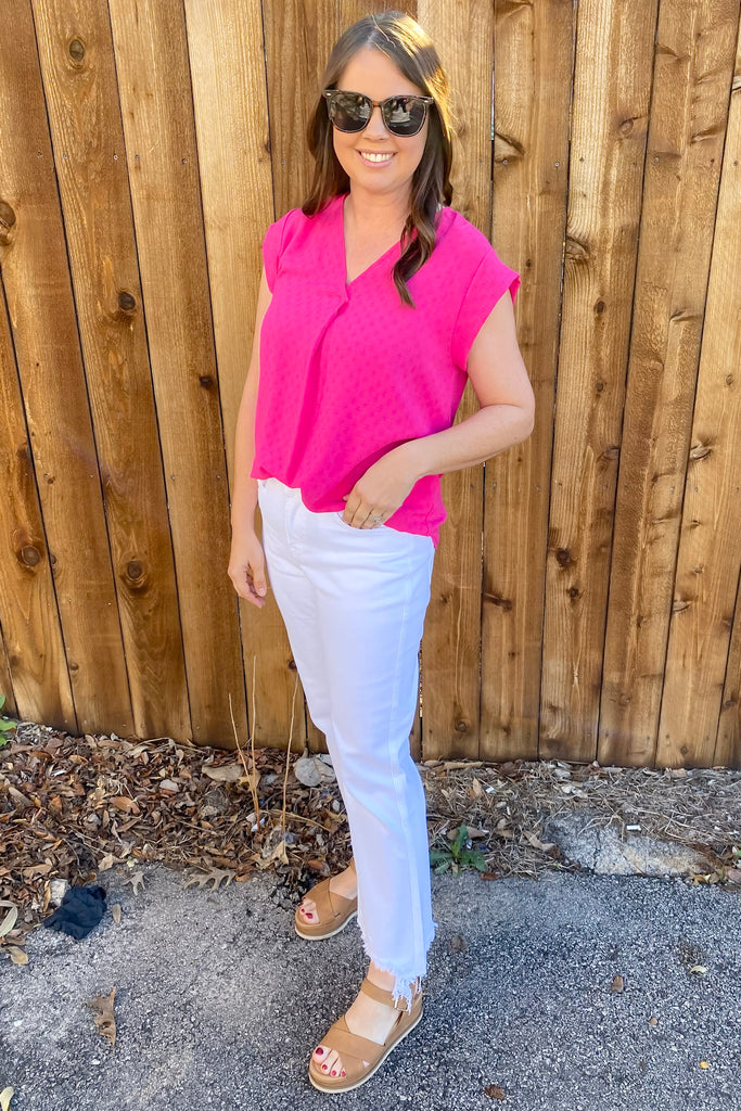 Snow White High Rise Uneven Hem Crop Flare Denim by Mica - Lyla's: Clothing, Decor & More - Plano Boutique