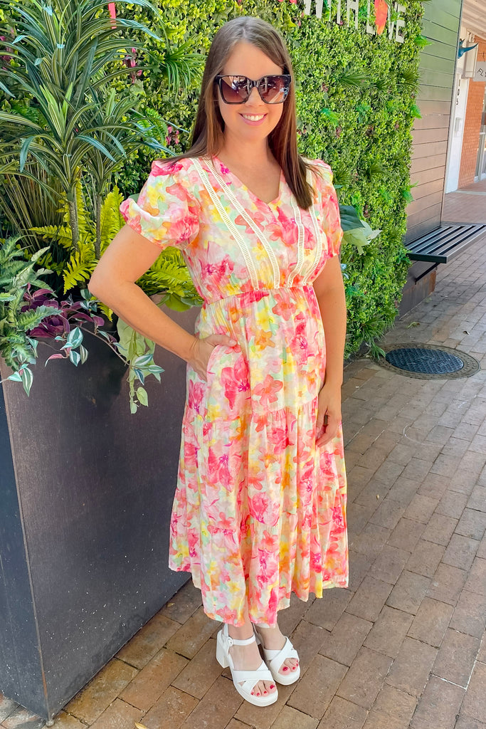 Paint Me A Sunset Pink Print Dress - Lyla's: Clothing, Decor & More - Plano Boutique