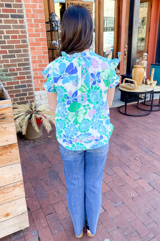 Green Love Floral Print Pleat Top - Lyla's: Clothing, Decor & More - Plano Boutique