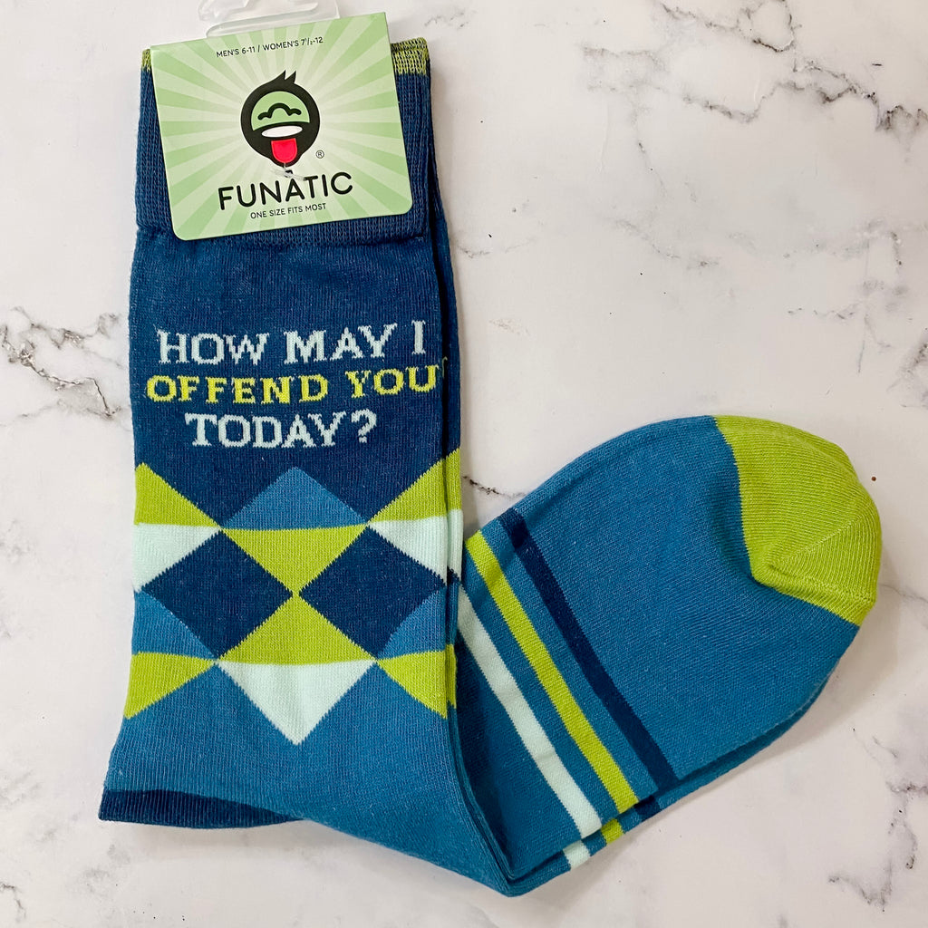 How May I Offend You Today? Mens Socks - Lyla's: Clothing, Decor & More - Plano Boutique