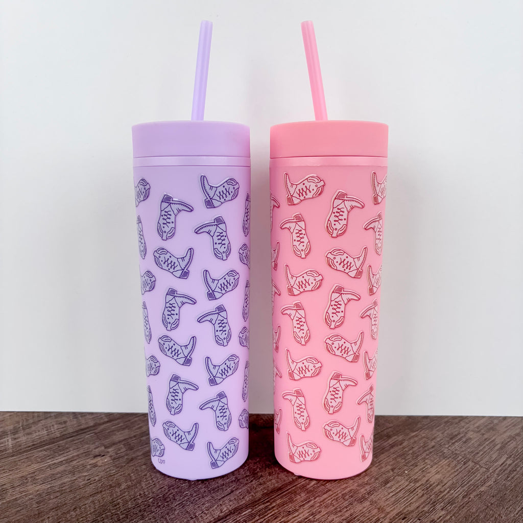 Western Cowgirl Boots Acrylic Pink Tumbler - Lyla's: Clothing, Decor & More - Plano Boutique