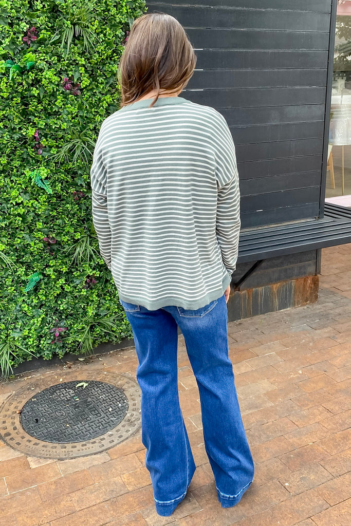 Dusty Jade Love Striped Sweater - Lyla's: Clothing, Decor & More - Plano Boutique