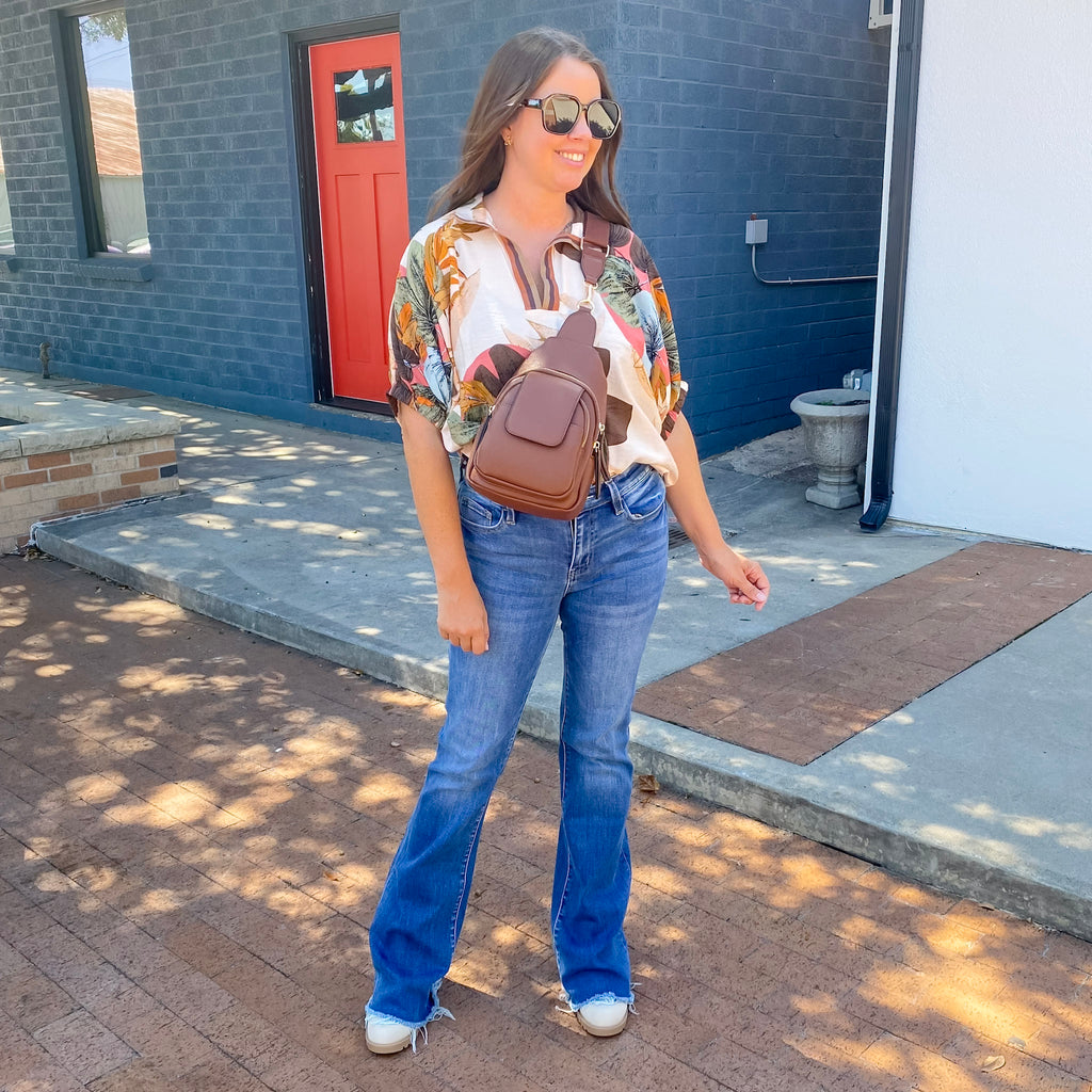Jen & Co Sophia Sling Bag w/ Flapover Pocket - Brown - Lyla's: Clothing, Decor & More - Plano Boutique