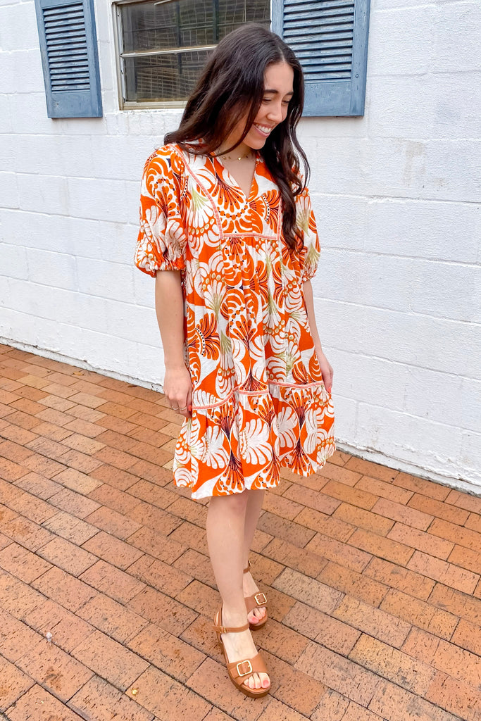 Bring Us Summer Florals Orange Print Dress - Lyla's: Clothing, Decor & More - Plano Boutique