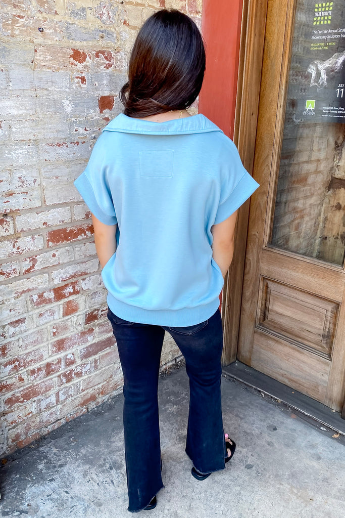 Own The Day Polo Light Blue Top - Lyla's: Clothing, Decor & More - Plano Boutique