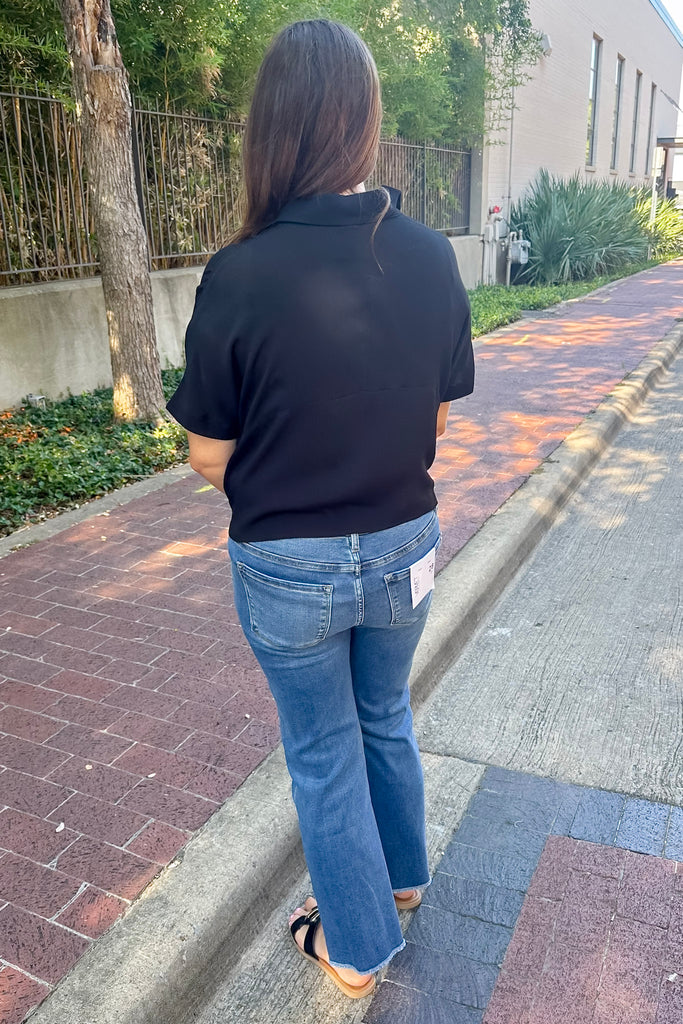 Deal Me In Collared Black Top - Lyla's: Clothing, Decor & More - Plano Boutique