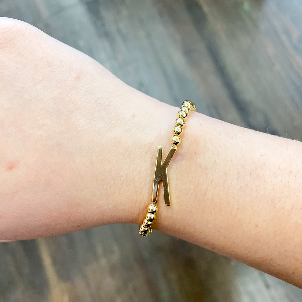 Initial Sideways Initial Bracelet - Lyla's: Clothing, Decor & More - Plano Boutique