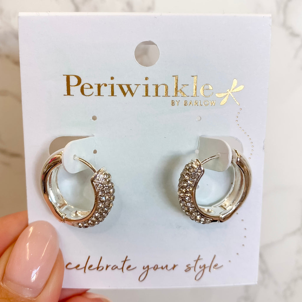 Silver Crystal Hinge Earrings - Lyla's: Clothing, Decor & More - Plano Boutique
