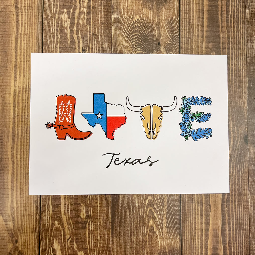Love Texas Postcard - Lyla's: Clothing, Decor & More - Plano Boutique