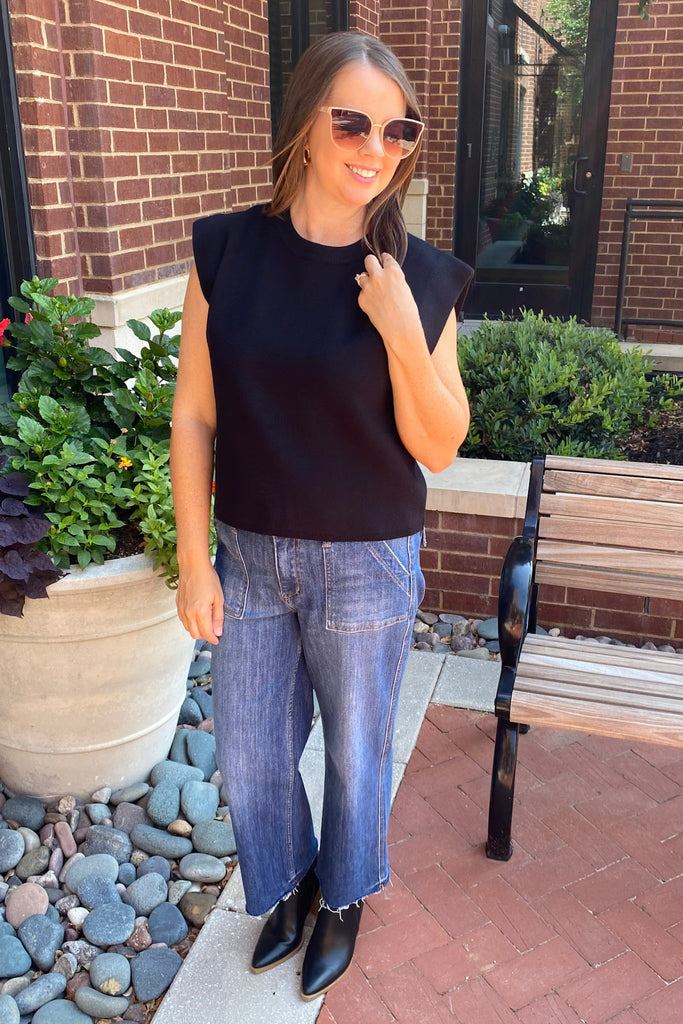 Hanging On Black Top - Lyla's: Clothing, Decor & More - Plano Boutique