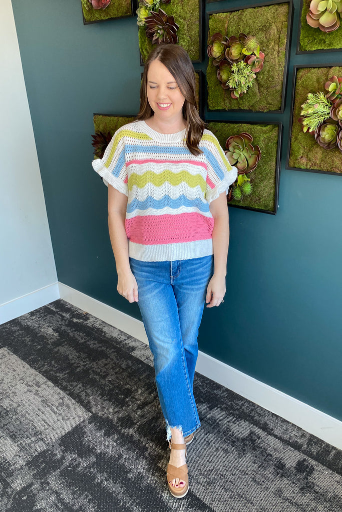 Turn It Around Colorblock Crochet Pink Top - Lyla's: Clothing, Decor & More - Plano Boutique
