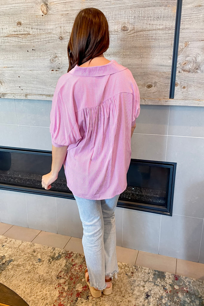 Sunday Stroll Striped Button Up Top - Lyla's: Clothing, Decor & More - Plano Boutique