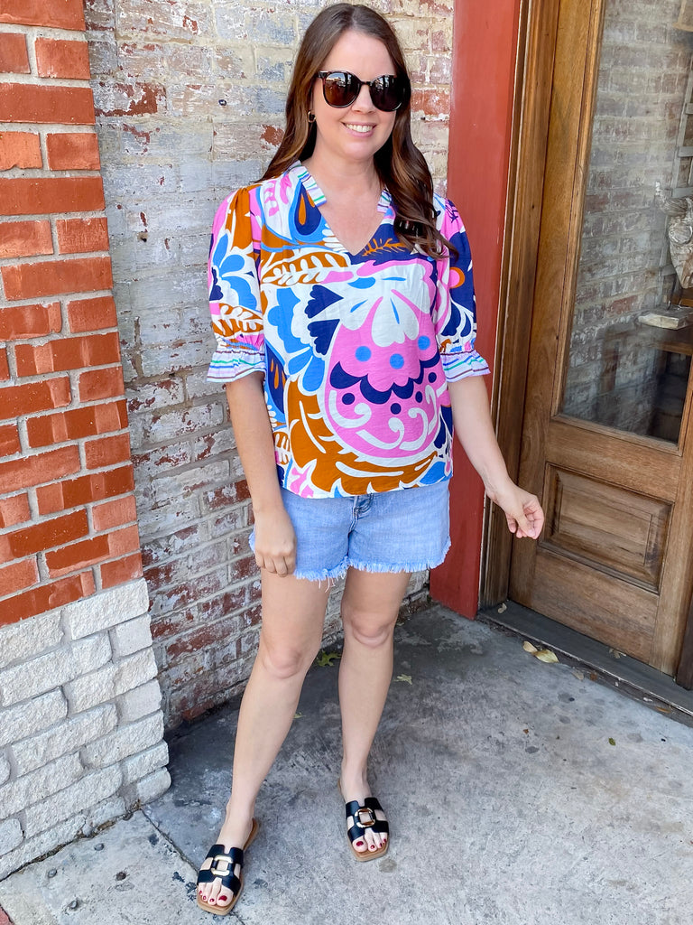 Forget About It Retro Swirl Print Top - Lyla's: Clothing, Decor & More - Plano Boutique
