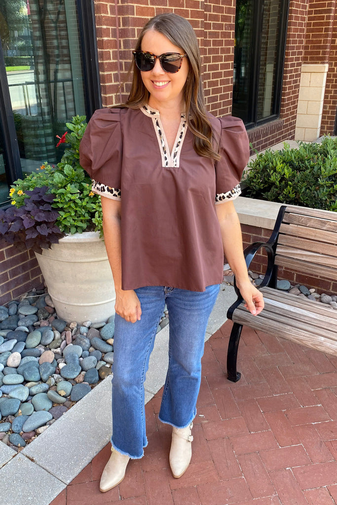 Walk On the Wild Side Brown Top - Lyla's: Clothing, Decor & More - Plano Boutique