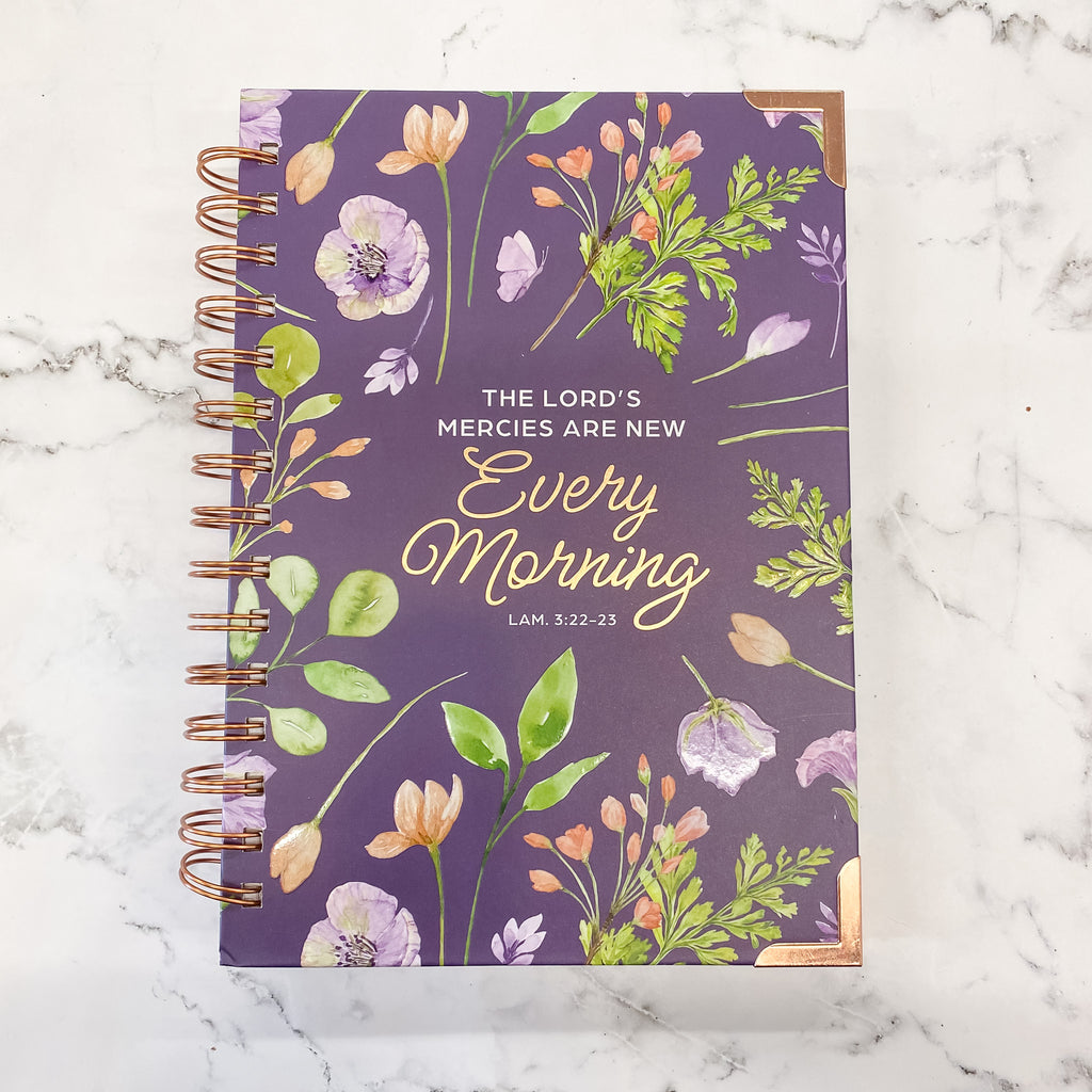 New Mercies Every Morning Purple Floral Wirebound Journal - Lyla's: Clothing, Decor & More - Plano Boutique