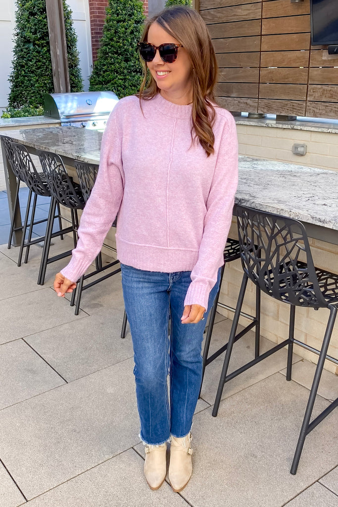 Cotton Candy Center Seam Pink Sweater - Lyla's: Clothing, Decor & More - Plano Boutique