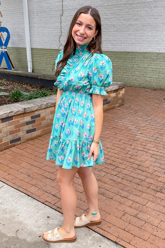 In the Breeze Green and Pink Floral Print Dress - Lyla's: Clothing, Decor & More - Plano Boutique