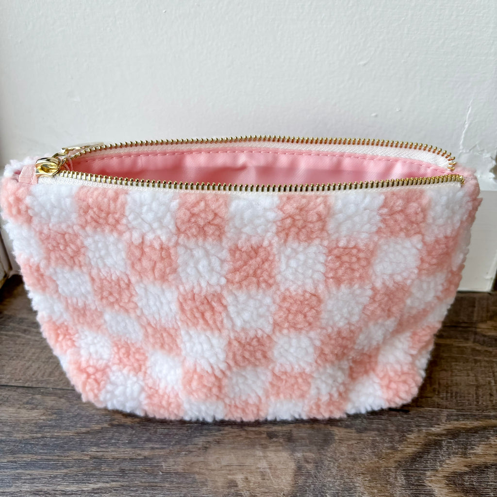 Checkered - Zippered Teddy Pouch - Lyla's: Clothing, Decor & More - Plano Boutique