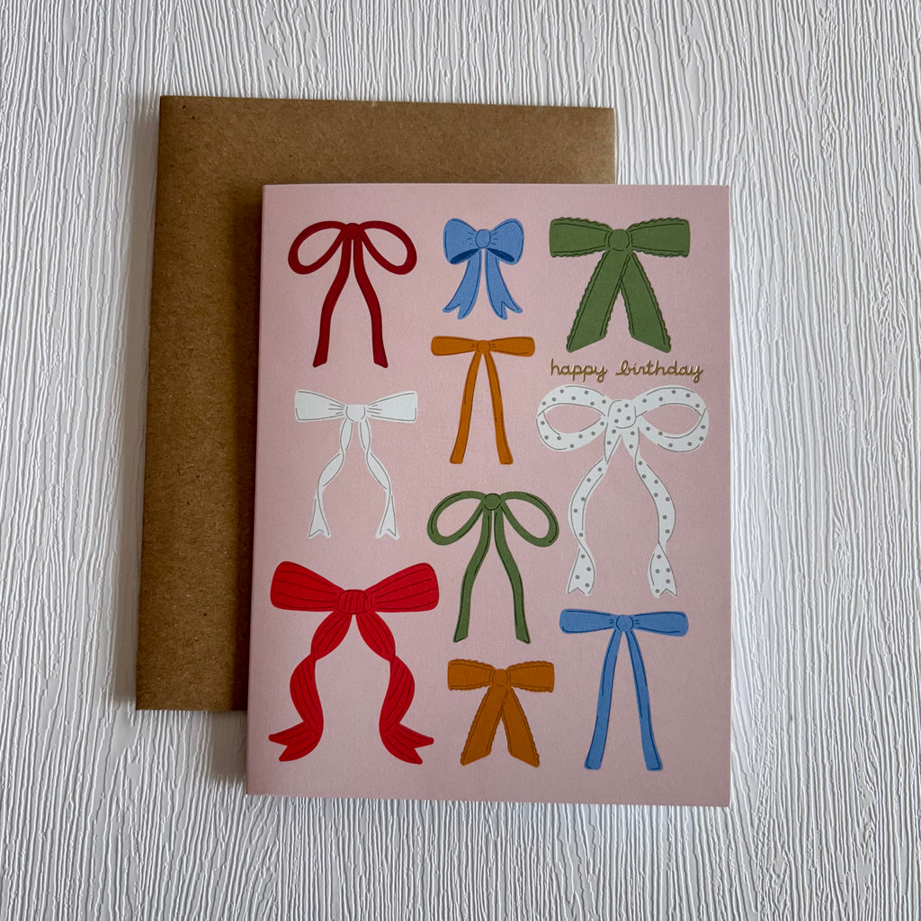 Happy Birthday Coquette Bows Greeting Card - Lyla's: Clothing, Decor & More - Plano Boutique