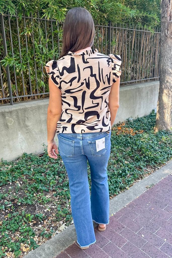 Playful and Polished Abstract Tan Top - Lyla's: Clothing, Decor & More - Plano Boutique